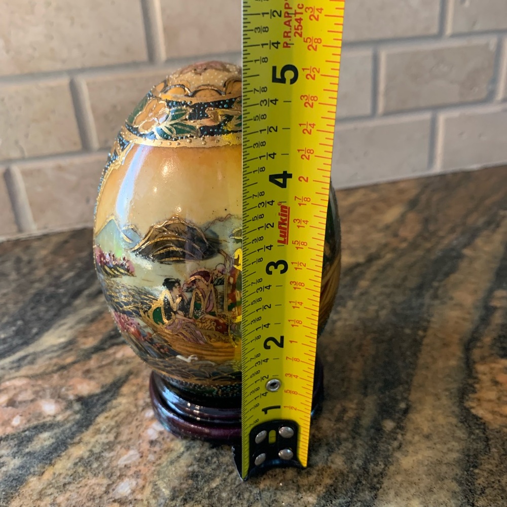 Handcrafted Oriental Decorative Egg with Stand - Picture 7 of 7